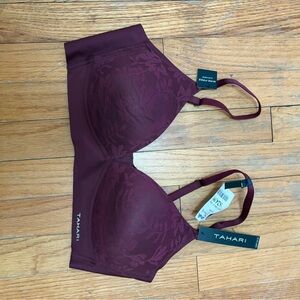 Tahari Lace-Overlay Bra in Wine
